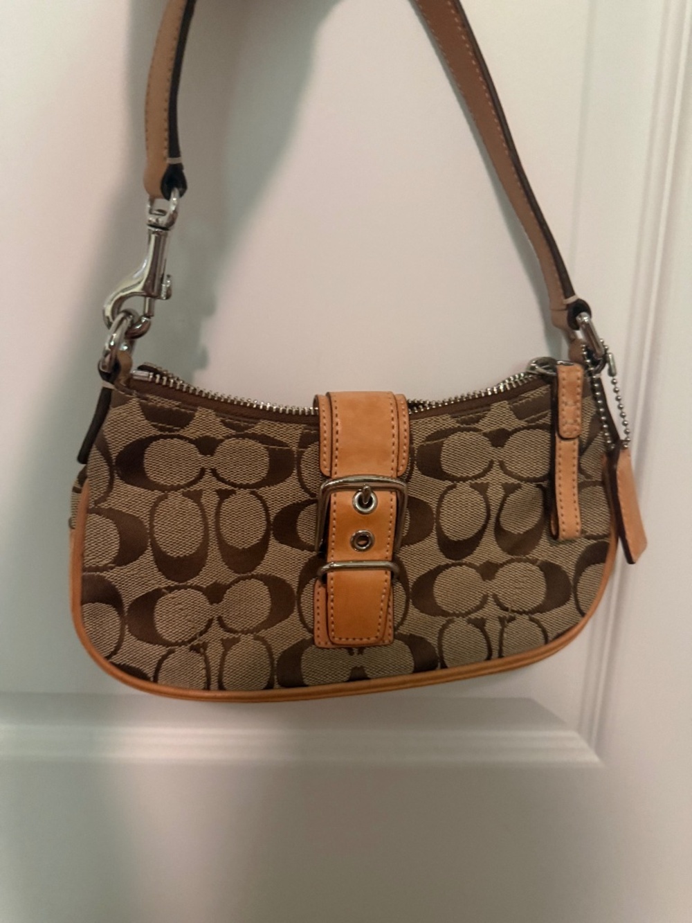 Coach Signature Demi Buckle Small Shoulder Bag with Lesther Trim. #6362
